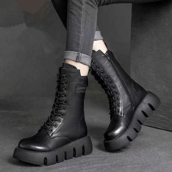 Mittelhohe Damen Lederstiefel