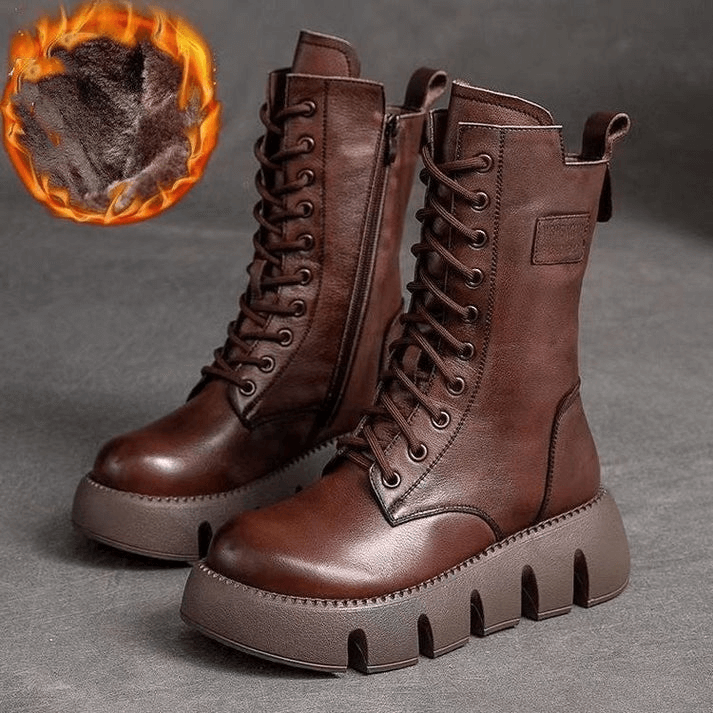 Mittelhohe Damen Lederstiefel