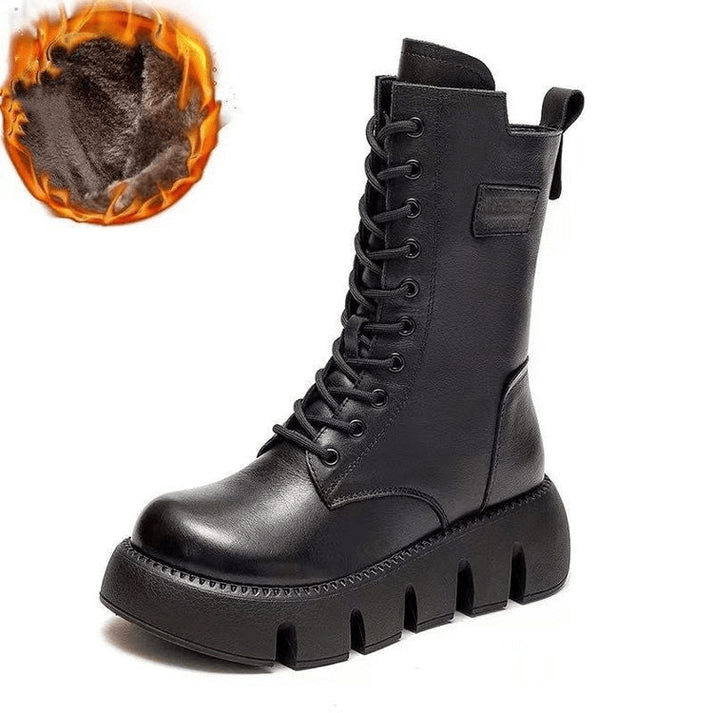 Mittelhohe Damen Lederstiefel