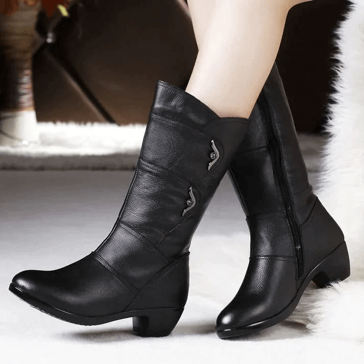 Modische Winterstiefel aus Leder