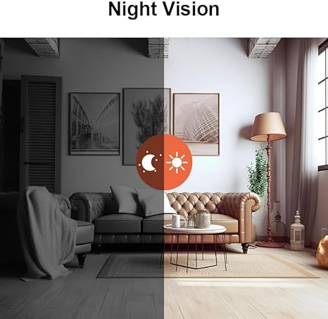 "Drahtlose 1080P WiFi Sicherheitskamera mit HD-Auflösung, kompakt und elegant für Innen- und Außenbereich."