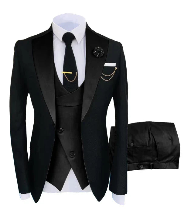 "Dreiteiliger Hochzeitsanzug Herren, Blazer, Weste, Hose, elegant geschnitten, ideal für formelle Anlässe, Luxusoptik"