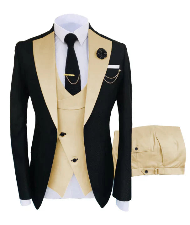 "Dreiteiliger Hochzeitsanzug Herren, Blazer, Weste, Hose, elegant geschnitten, ideal für formelle Anlässe, Luxusoptik"