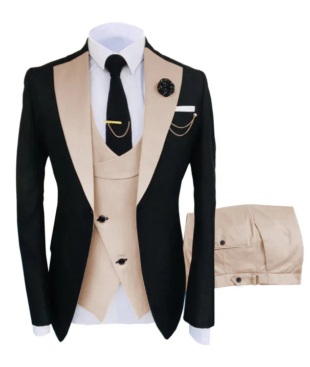 "Dreiteiliger Hochzeitsanzug Herren, Blazer, Weste, Hose, elegant geschnitten, ideal für formelle Anlässe, Luxusoptik"