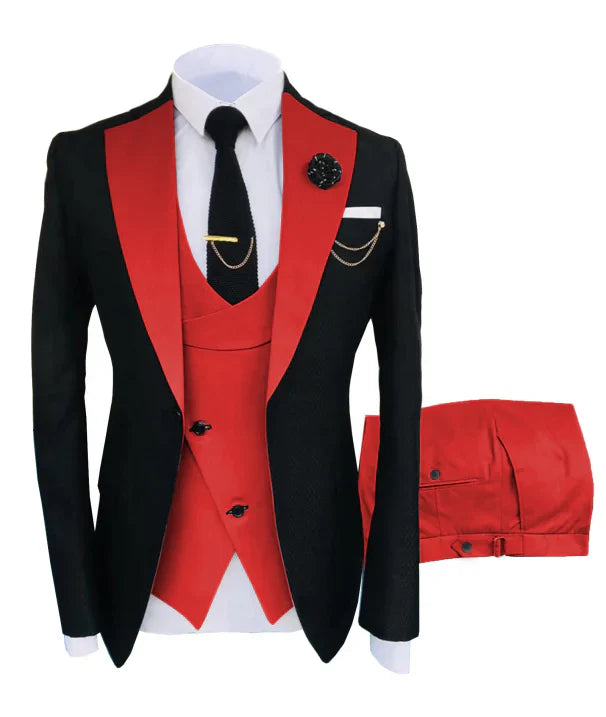 "Dreiteiliger Hochzeitsanzug Herren, Blazer, Weste, Hose, elegant geschnitten, ideal für formelle Anlässe, Luxusoptik"