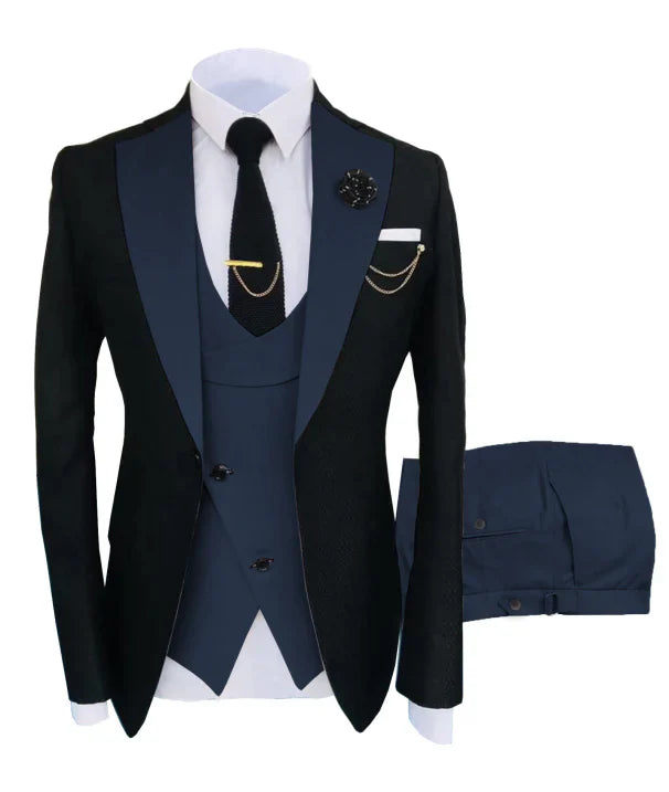 "Dreiteiliger Hochzeitsanzug Herren, Blazer, Weste, Hose, elegant geschnitten, ideal für formelle Anlässe, Luxusoptik"