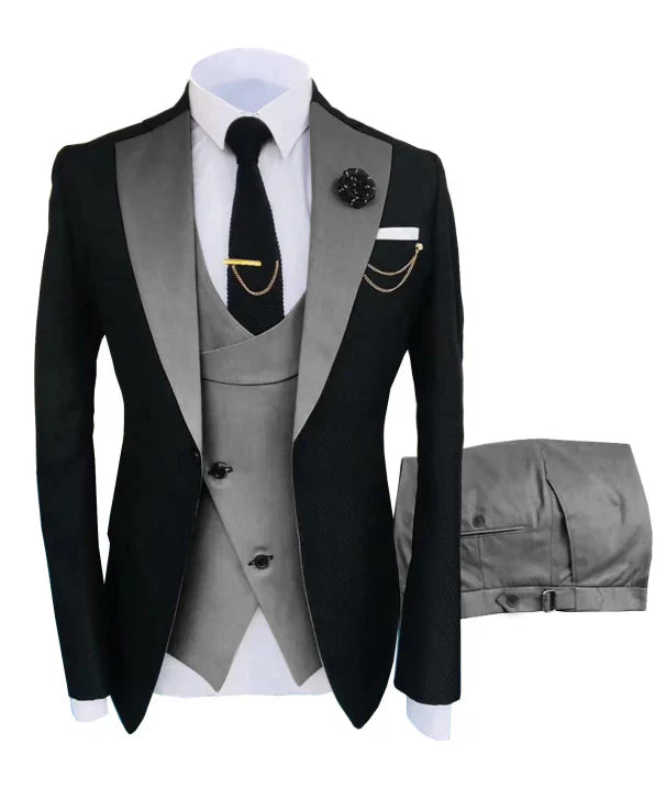 "Dreiteiliger Hochzeitsanzug Herren, Blazer, Weste, Hose, elegant geschnitten, ideal für formelle Anlässe, Luxusoptik"