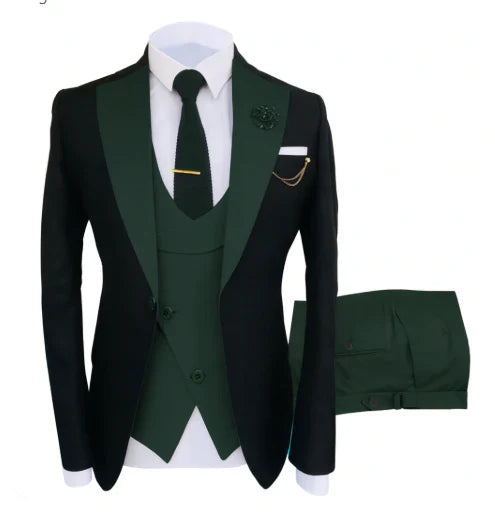 "Dreiteiliger Hochzeitsanzug Herren, Blazer, Weste, Hose, elegant geschnitten, ideal für formelle Anlässe, Luxusoptik"