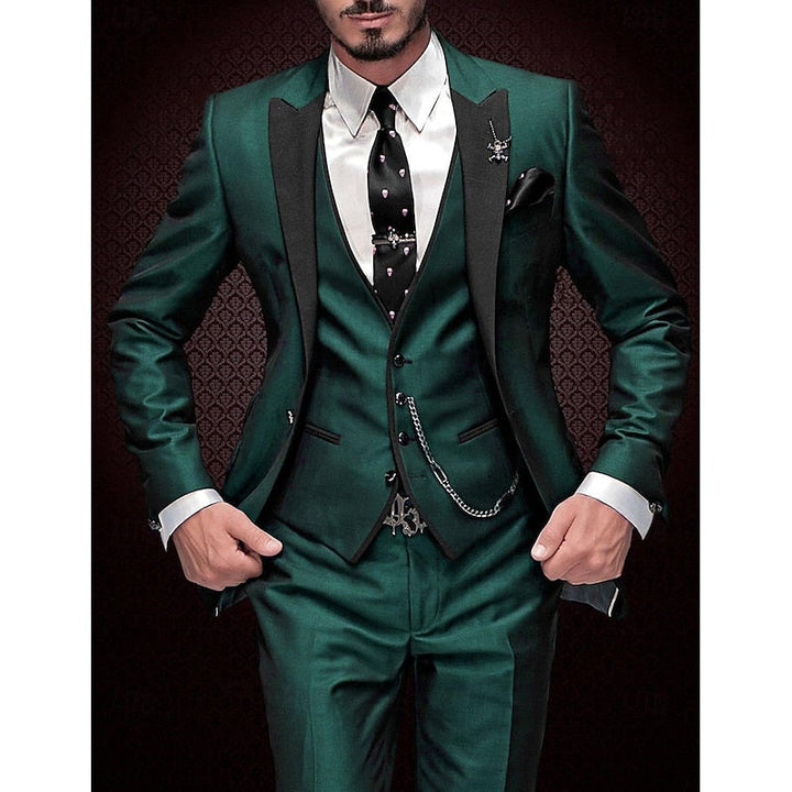 "Dreiteiliges Herren-Leinen-Set mit Blazer, Weste und Hose in elegantem Design, ideal für Business- und besondere Anlässe."