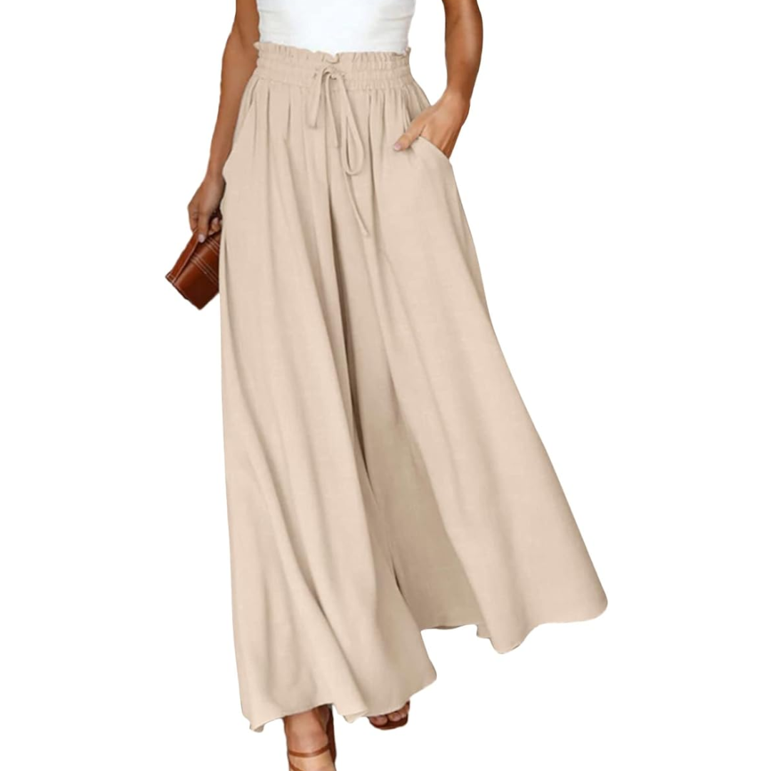 "Dunkelblaue Damenhose mit weitem Bein, elegantes Design, ideal für Sommer, hoher Tragekomfort, vielseitig kombinierbar."
