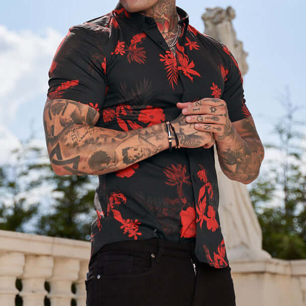 Stylisch Bedrucktes Herren Kurzarmhemd