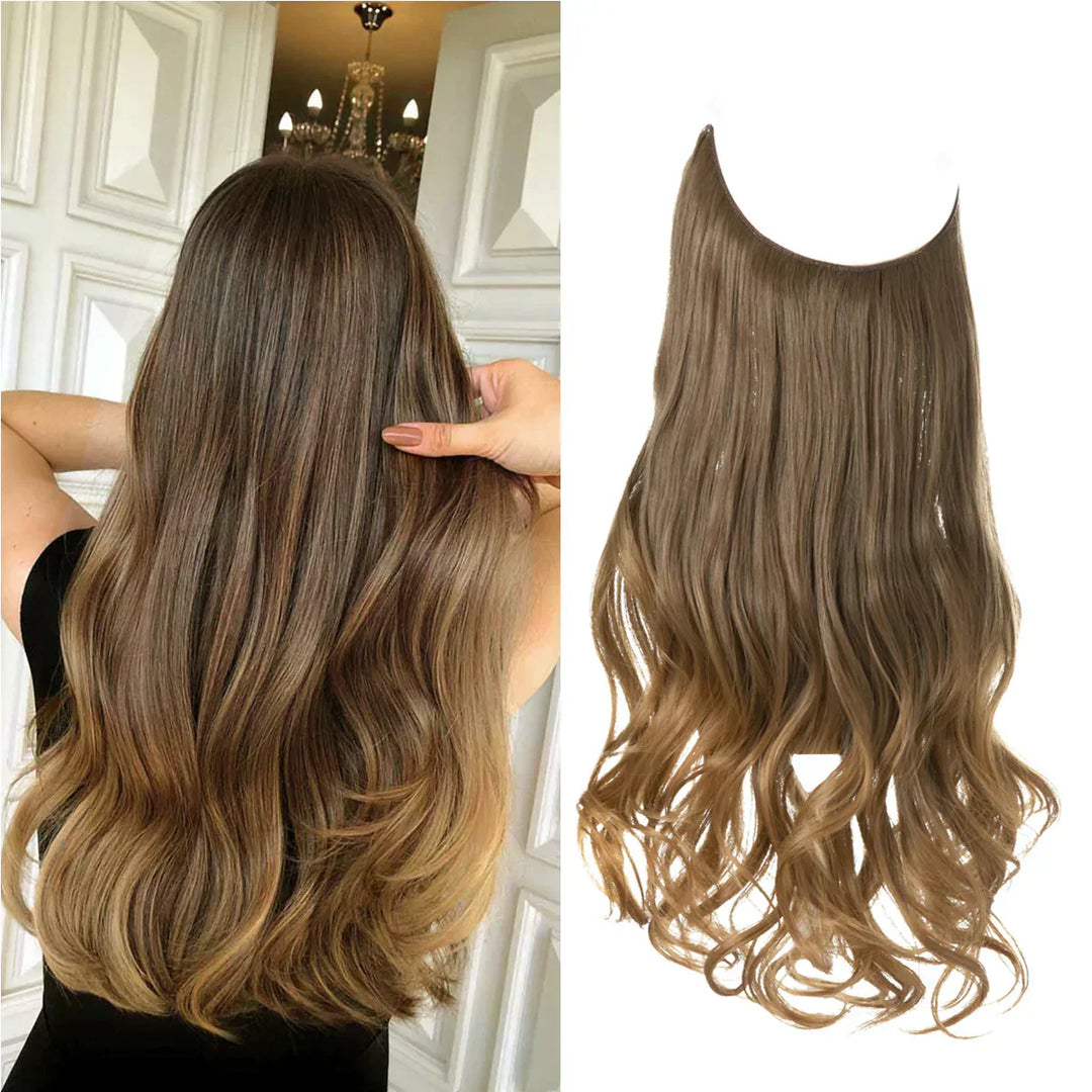 "Echthaar Extensions in natürlichen Braun- und Blondtönen, 35-45cm, bieten luxuriösen, authentischen Stil für Frauen."