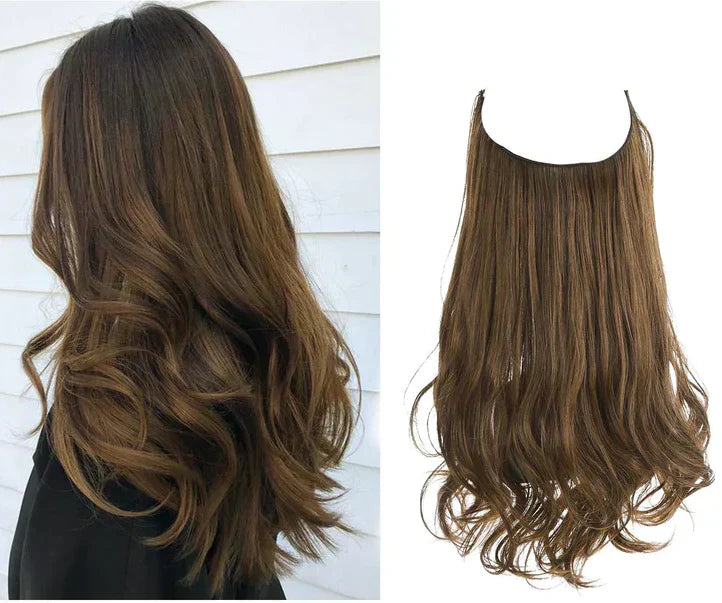"Echthaar Extensions in natürlichen Braun- und Blondtönen, 35-45cm, bieten luxuriösen, authentischen Stil für Frauen."