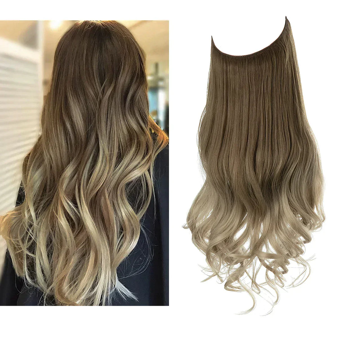 "Echthaar Extensions in natürlichen Braun- und Blondtönen, 35-45cm, bieten luxuriösen, authentischen Stil für Frauen."