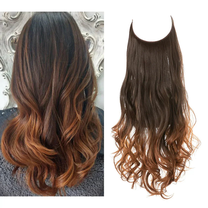 "Echthaar Extensions in natürlichen Braun- und Blondtönen, 35-45cm, bieten luxuriösen, authentischen Stil für Frauen."