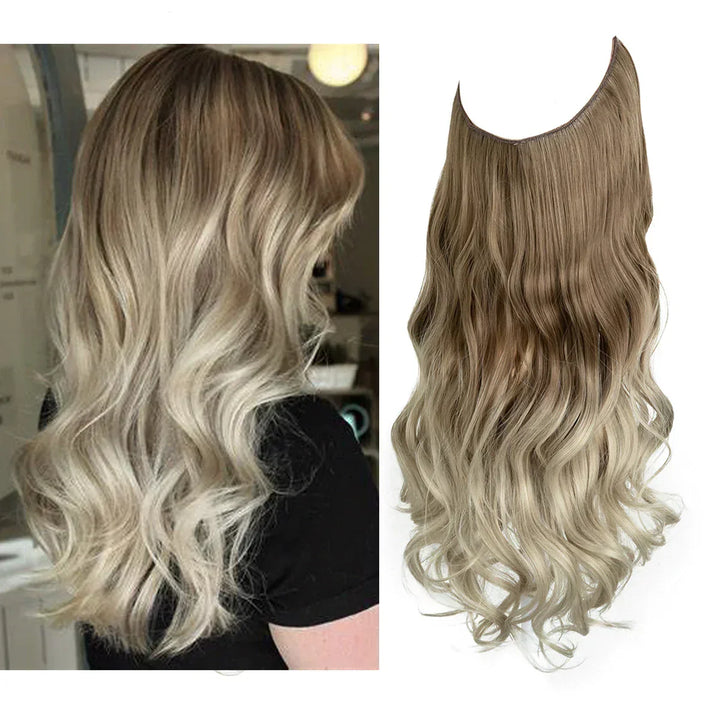 "Echthaar Extensions in natürlichen Braun- und Blondtönen, 35-45cm, bieten luxuriösen, authentischen Stil für Frauen."