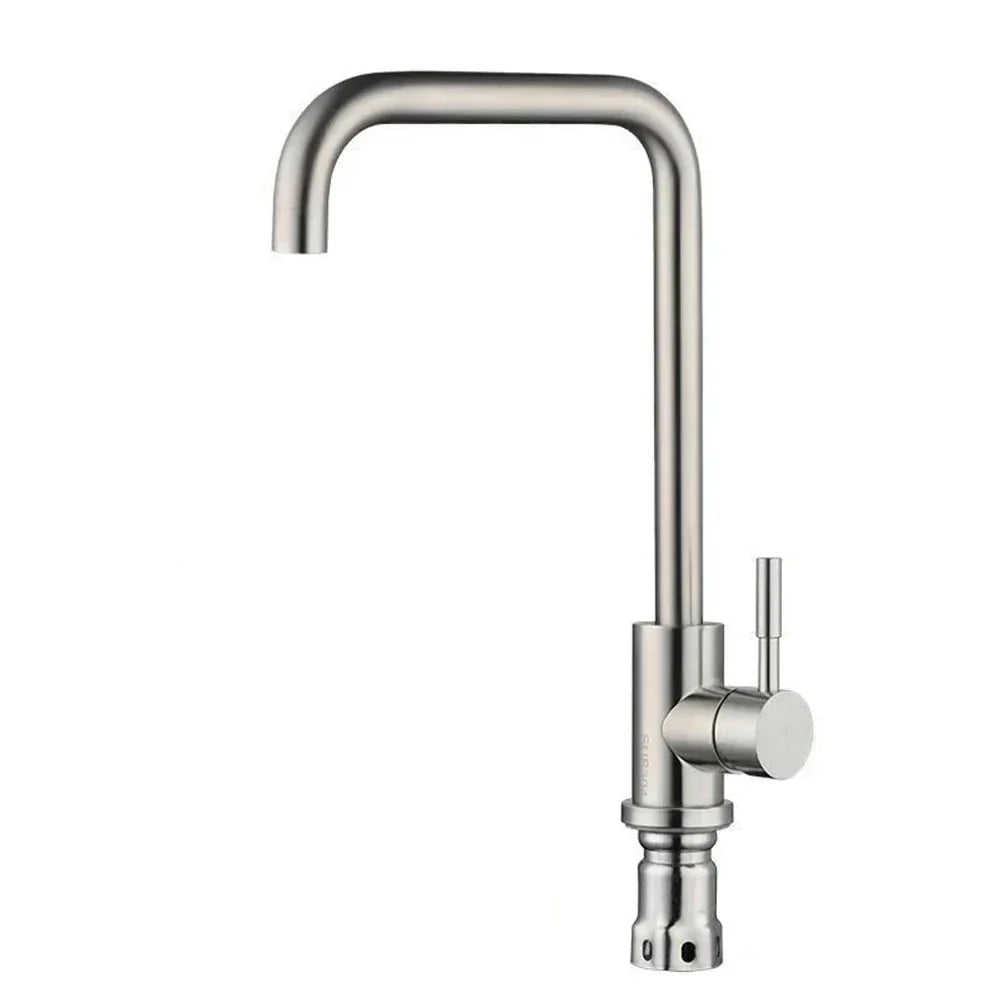 "Edelstahl Einhebel-Küchenarmatur mit abziehbarem Auslauf, modernes Design, rostfreies Finish, 40 cm Gesamthöhe."