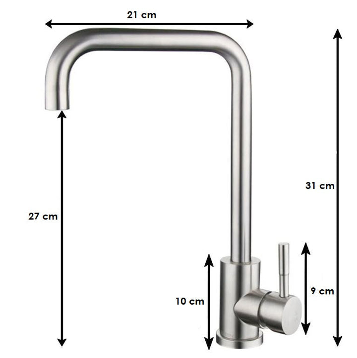 "Edelstahl Einhebel-Küchenarmatur mit abziehbarem Auslauf, modernes Design, rostfreies Finish, 40 cm Gesamthöhe."