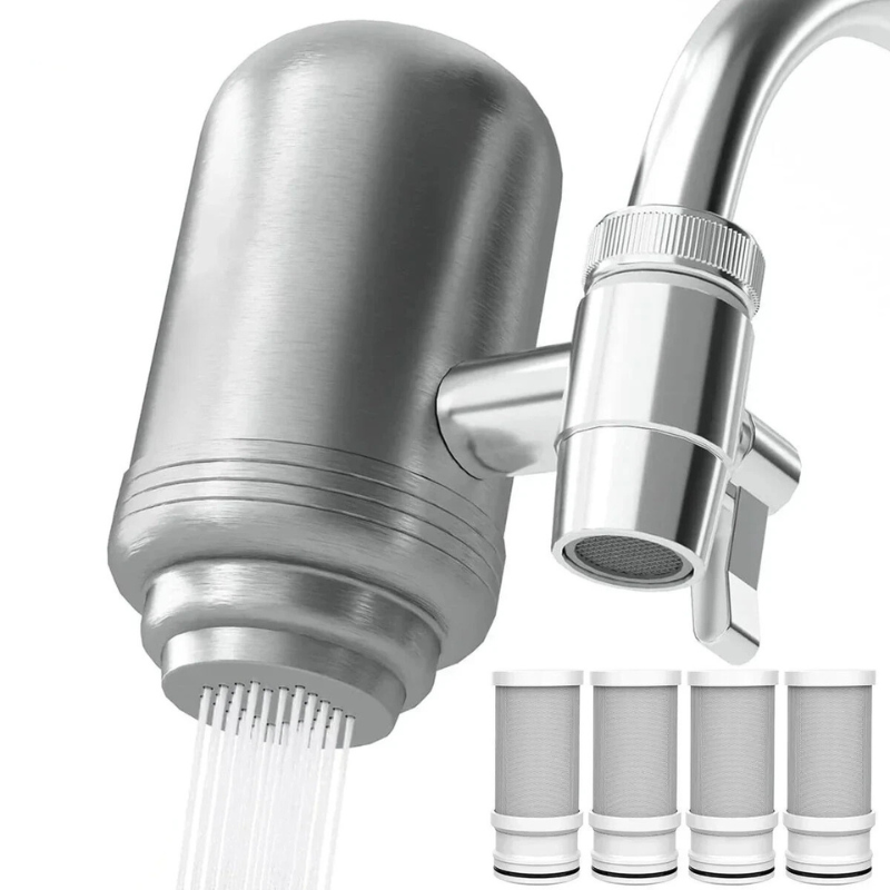 Edelstahl Wasserfilter für kristallklares Trinkwasser, modernes Design, korrosionsbeständig, einfache Installation, Küche.