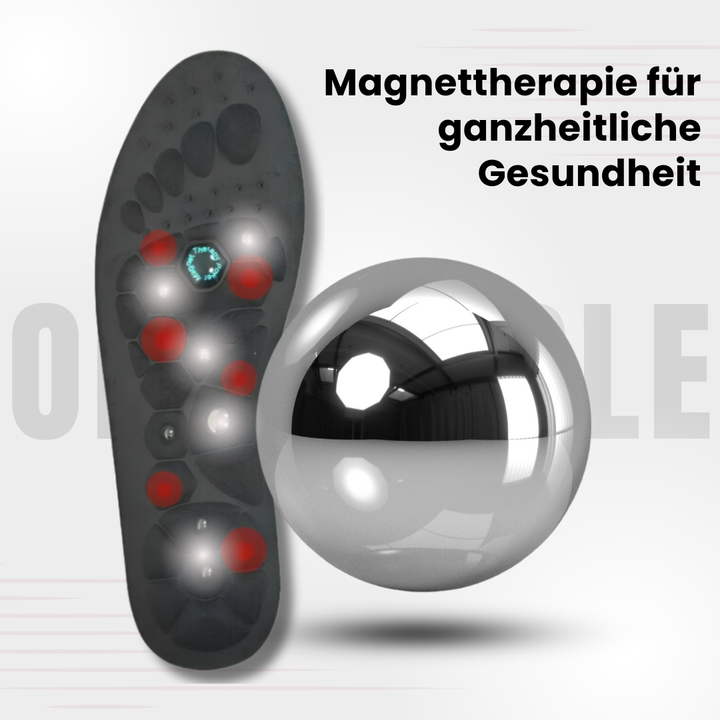 "Effektive Akupressur Orthosole Einlegesohlen in Frauenschuhen, bieten Komfort, Unterstützung und ermüdungsfreie Füße."
