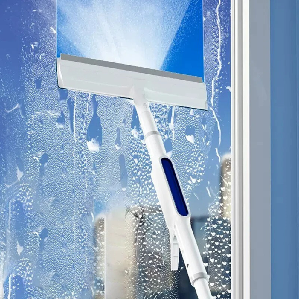 "Effektiver 3-in-1 Fensterwischer mit Teleskopstange und Sprühtank für streifenfreies, makelloses Glas"