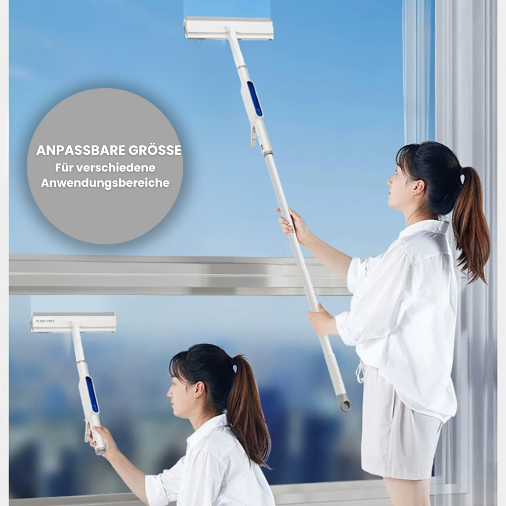 "Effektiver 3-in-1 Fensterwischer mit Teleskopstange und Sprühtank für streifenfreies, makelloses Glas"