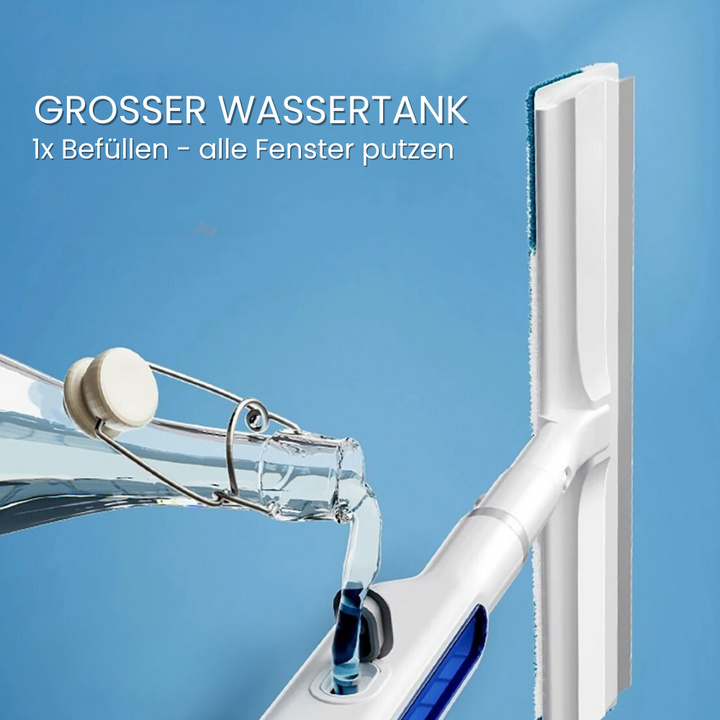 "Effektiver 3-in-1 Fensterwischer mit Teleskopstange und Sprühtank für streifenfreies, makelloses Glas"