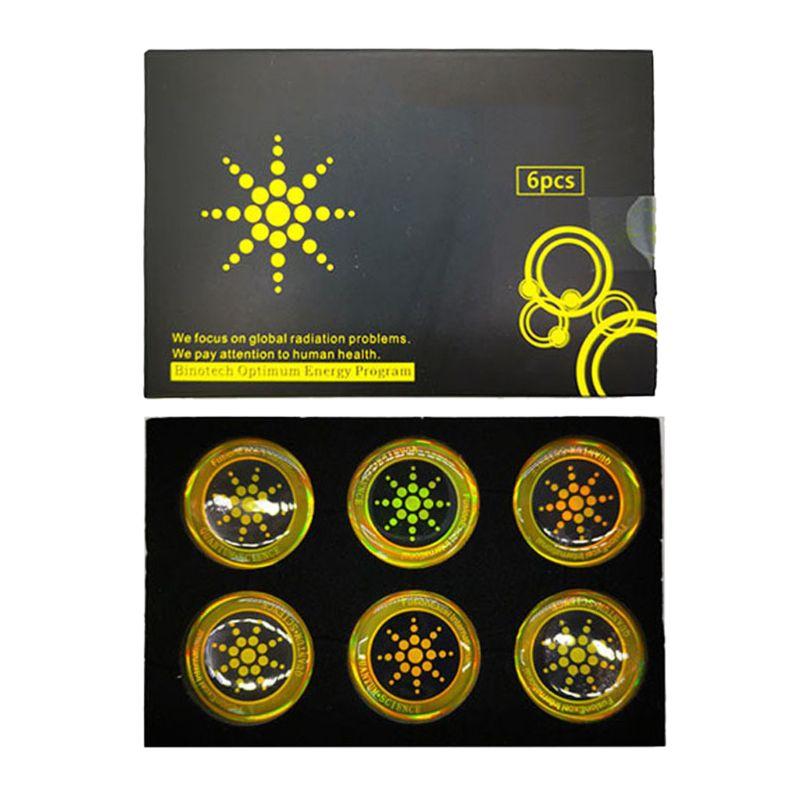 "Effiziente Strahlenschutz Aufkleber für Handys, 6er Set, goldfarbene runde Sticker, schützt vor elektromagnetischen Wellen"