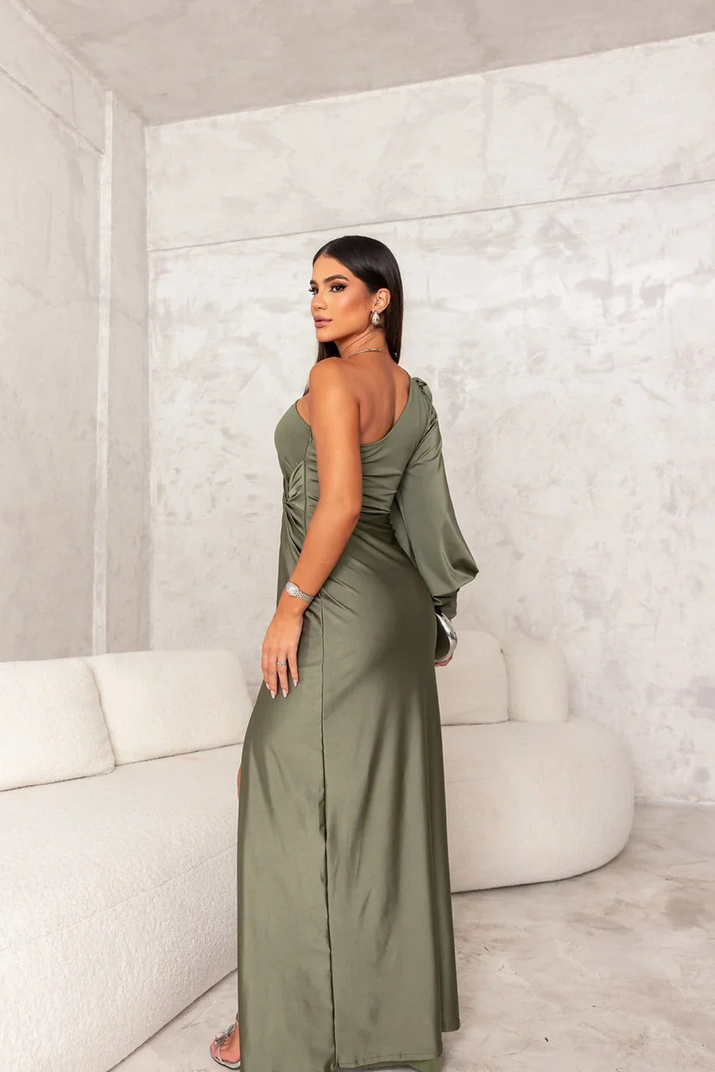 Ein-Schulter Abendkleid Damen, asymmetrisch, fließend, ideale Passform, elegant, für Galas und Hochzeiten, in vielen Farben.
