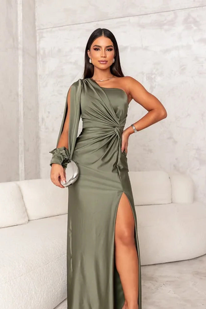 Ein-Schulter Abendkleid Damen, asymmetrisch, fließend, ideale Passform, elegant, für Galas und Hochzeiten, in vielen Farben.