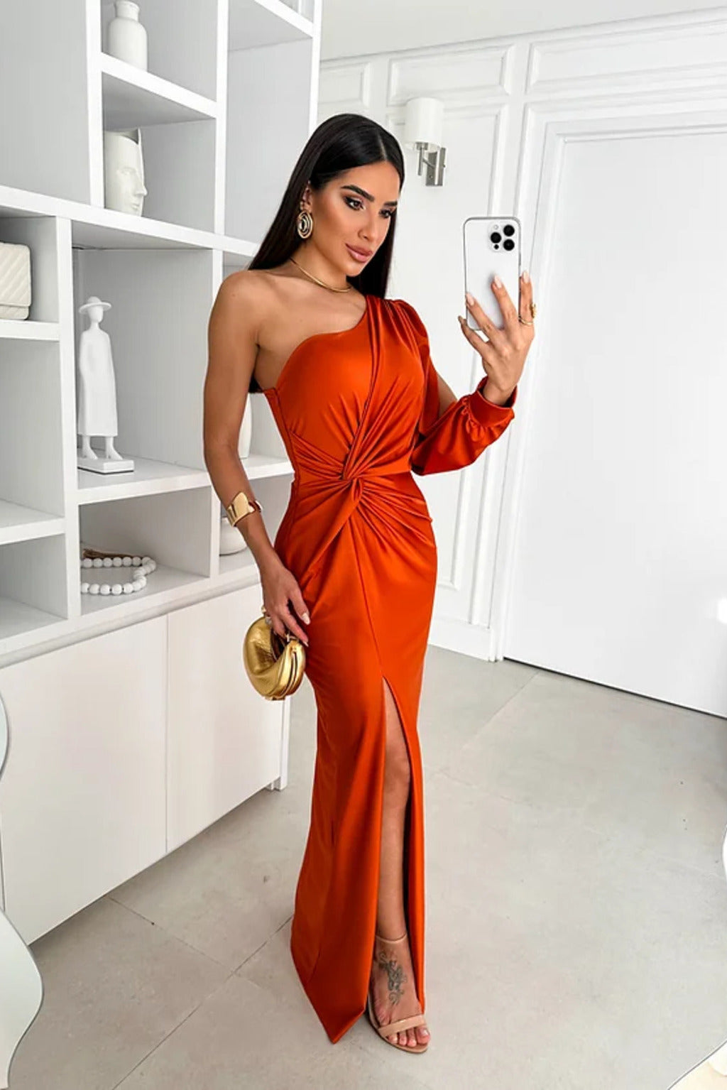 Ein-Schulter Abendkleid Damen, asymmetrisch, fließend, ideale Passform, elegant, für Galas und Hochzeiten, in vielen Farben.