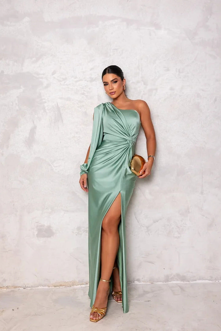 Ein-Schulter Abendkleid Damen, asymmetrisch, fließend, ideale Passform, elegant, für Galas und Hochzeiten, in vielen Farben.