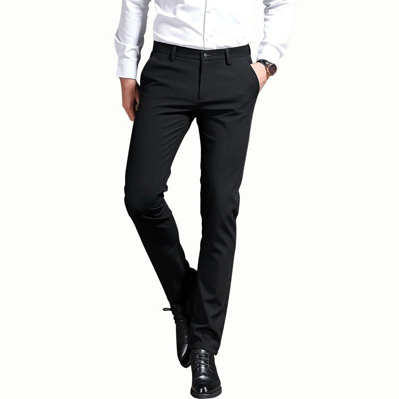 "Elastische Herrenanzughose, hohe Taille, elegantes Design, komfortabel, vielseitig einsetzbar für Büro und Freizeit."