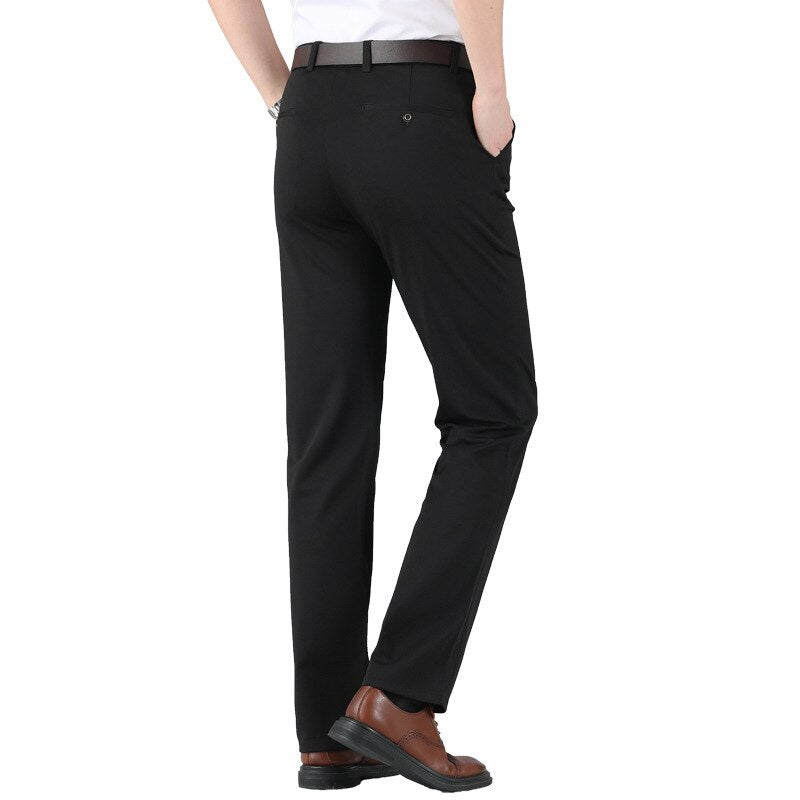 "Elastische Herrenanzughose, hohe Taille, elegantes Design, komfortabel, vielseitig einsetzbar für Büro und Freizeit."