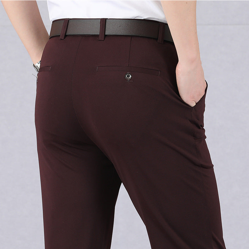 "Elastische Herrenanzughose, hohe Taille, elegantes Design, komfortabel, vielseitig einsetzbar für Büro und Freizeit."