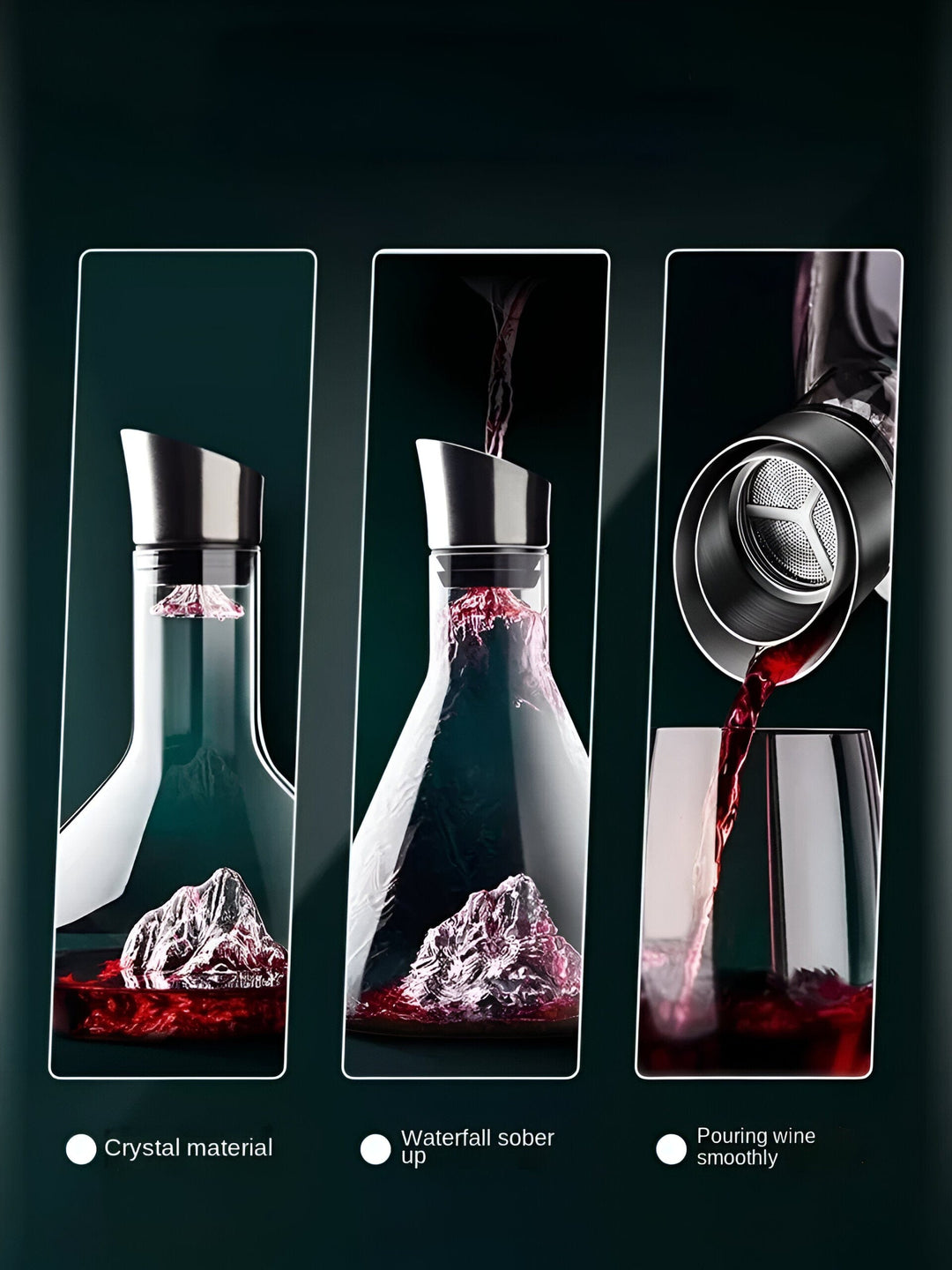 Elegant geformter, bleifreier Glasdekantierer mit Verteiler, verbessert Weinaroma und Geschmack, inspiriert von Eisbergformen
