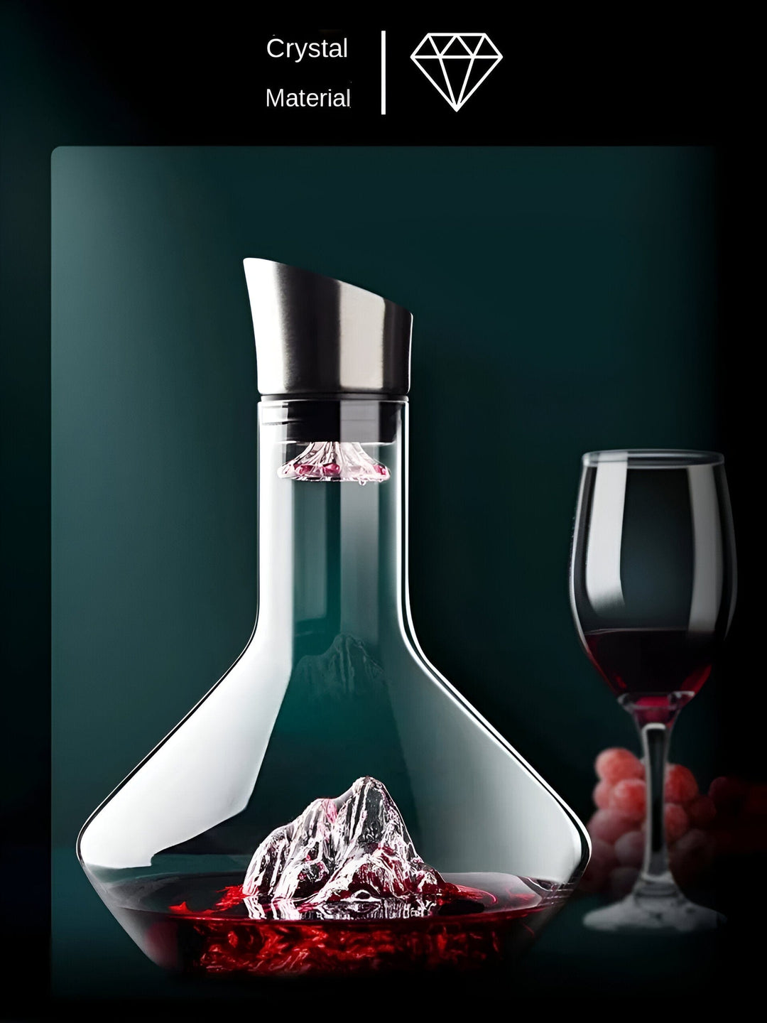 Elegant geformter, bleifreier Glasdekantierer mit Verteiler, verbessert Weinaroma und Geschmack, inspiriert von Eisbergformen