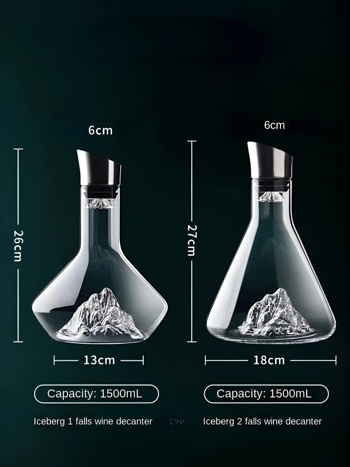 Elegant geformter, bleifreier Glasdekantierer mit Verteiler, verbessert Weinaroma und Geschmack, inspiriert von Eisbergformen