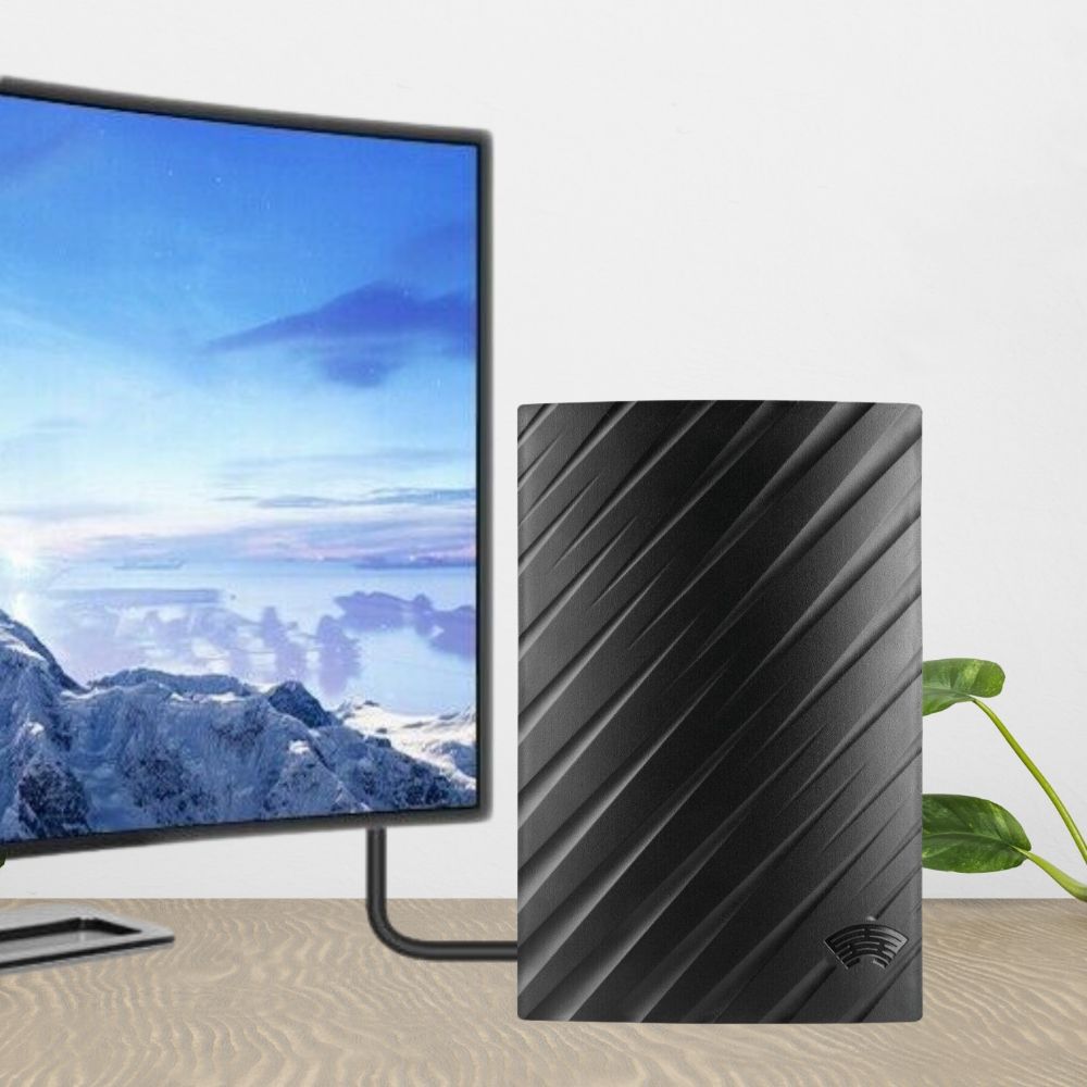 "Elegante 4K HDTV Digitalantenne mit großer Reichweite, flaches Design, perfekt für kristallklaren Empfang und einfache Insta