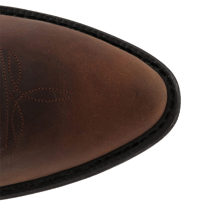 Elegante Cowboy-Stiefel aus hochwertigem Leder mit spitzen Zehenkappen, markanten Nähten; ideal für verschiedene Anlässe.
