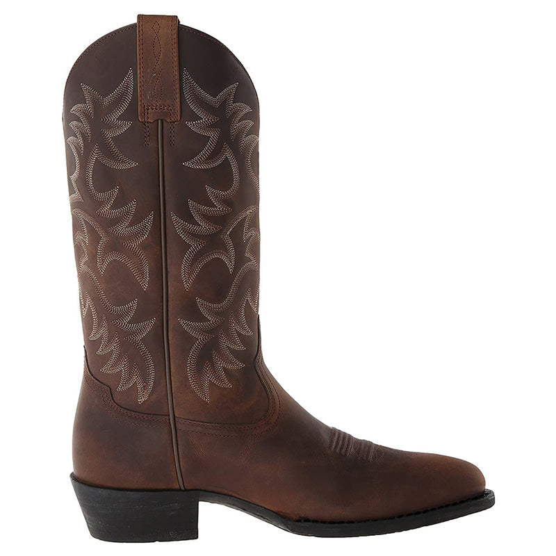 Elegante Cowboy-Stiefel aus hochwertigem Leder mit spitzen Zehenkappen, markanten Nähten; ideal für verschiedene Anlässe.