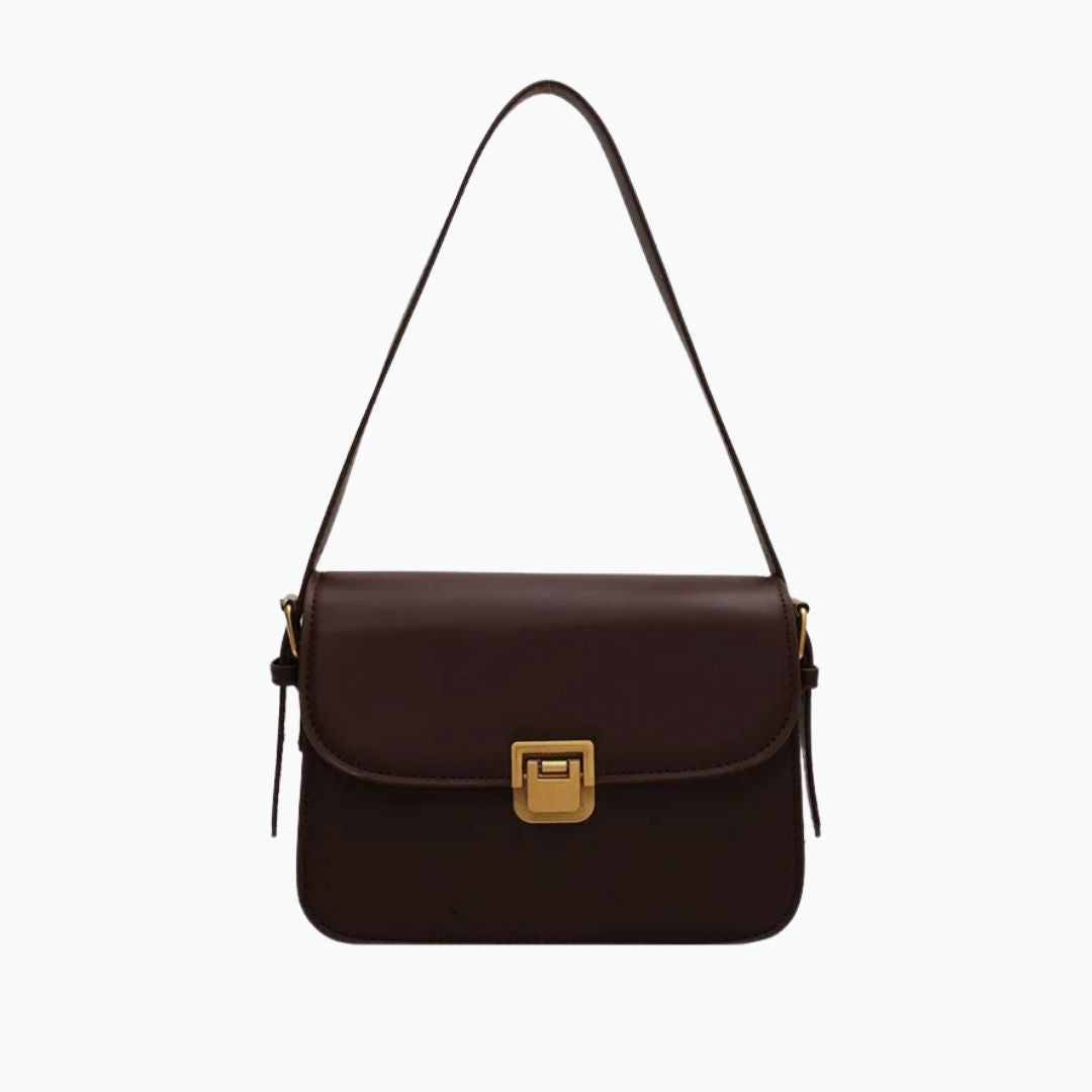 Elegante Damen-Lederhandtasche in Dunkelbraun, zeitloses Design, mit mehreren Innenfächern für eine perfekte Organisation.