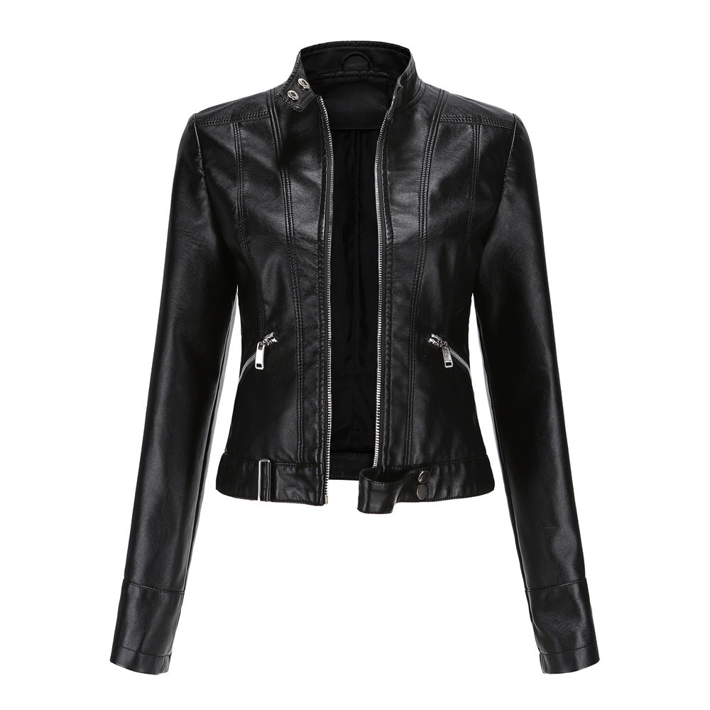 Elegante Damen Lederjacke aus Echtleder, zeitloses Design, in Violett, perfekte Passform für stilvolle Anlässe.