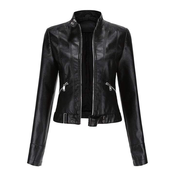 Elegante Damen Lederjacke aus Echtleder, zeitloses Design, in Violett, perfekte Passform für stilvolle Anlässe.