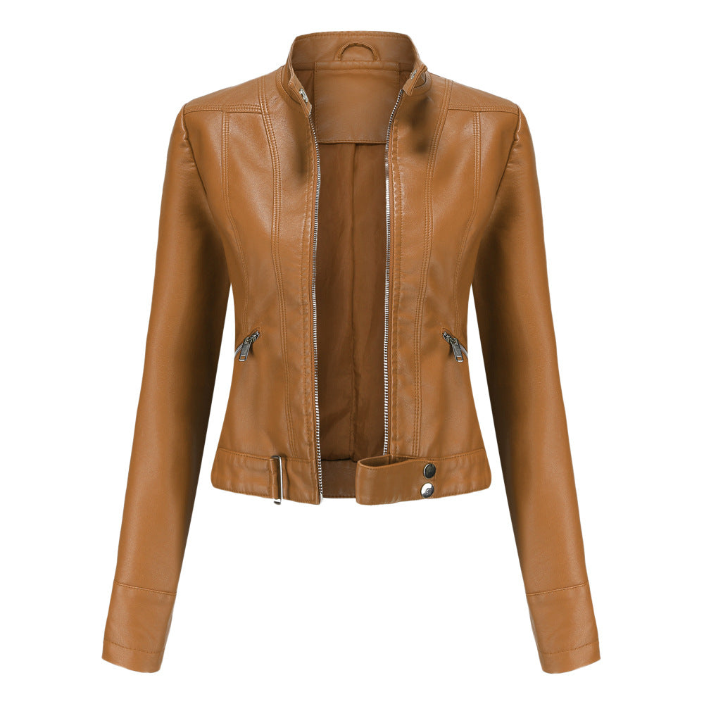 Elegante Damen Lederjacke aus Echtleder, zeitloses Design, in Violett, perfekte Passform für stilvolle Anlässe.