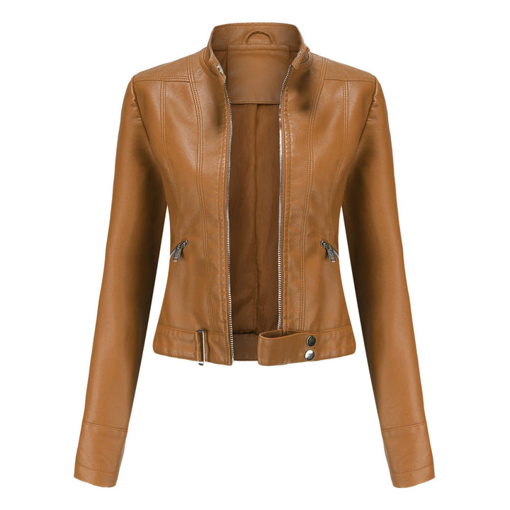 Elegante Damen Lederjacke aus Echtleder, zeitloses Design, in Violett, perfekte Passform für stilvolle Anlässe.