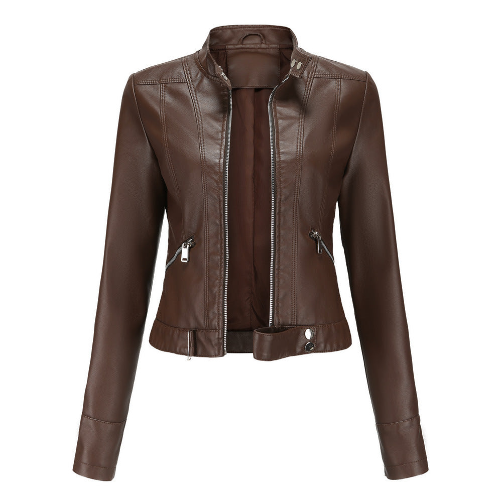 Elegante Damen Lederjacke aus Echtleder, zeitloses Design, in Violett, perfekte Passform für stilvolle Anlässe.