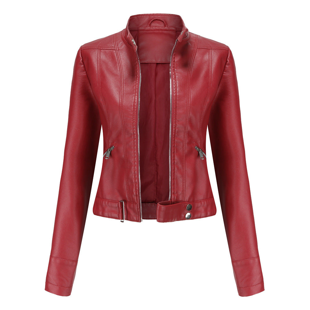 Elegante Damen Lederjacke aus Echtleder, zeitloses Design, in Violett, perfekte Passform für stilvolle Anlässe.