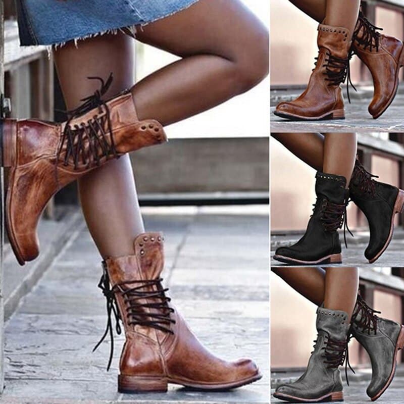 Elegante Damen Lederstiefel, zeitloses Design, hoher Schaft, braunes Leder, isolierendes Futter, ideal für kalte Tage.
