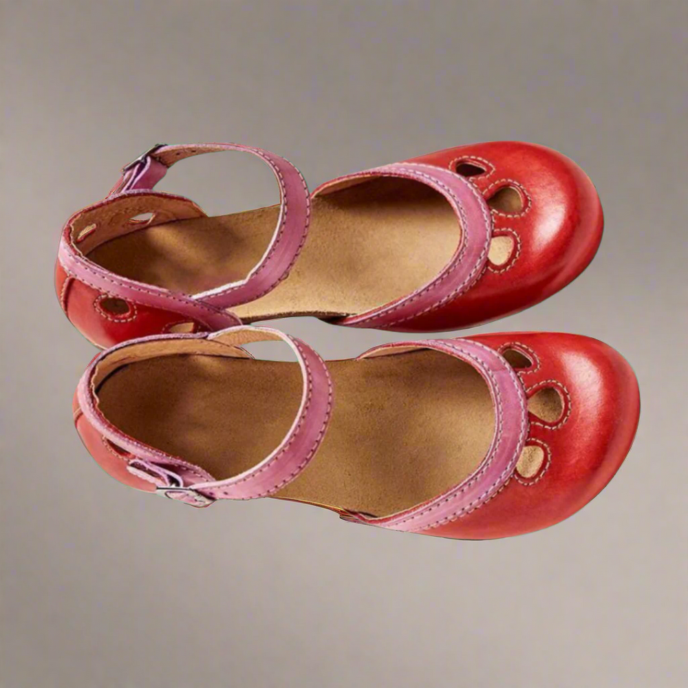 Elegante Damen-Sandalen mit Blockabsatz, gepolstertem Fußbett, in Blau, Gelb, Grün, Rosa, Rot. Perfekt für Sommeroutfits.